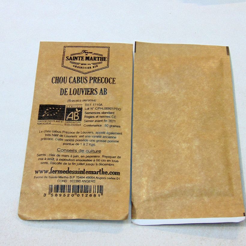 Example of Chou Cabus Précoce de Louviers Bio - Ferme de Sainte Marthe le sachet de 80 graines environ as you get