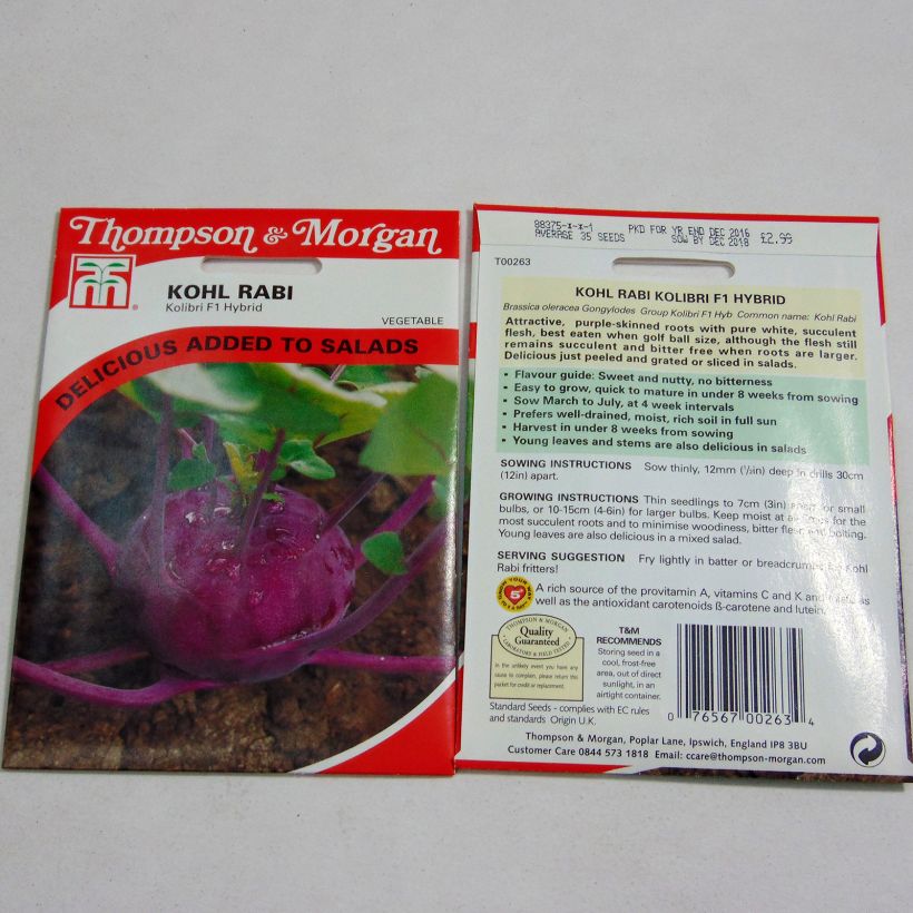 Exemple de spécimen de Chou-Rave Kolibri F1 le sachet de 35 graines environ tel que livré