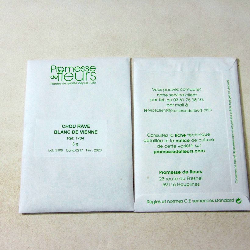 Example of Chou-Rave blanc hâtif de Vienne le sachet de +/- 300 graines environ (minimum 3g) as you get