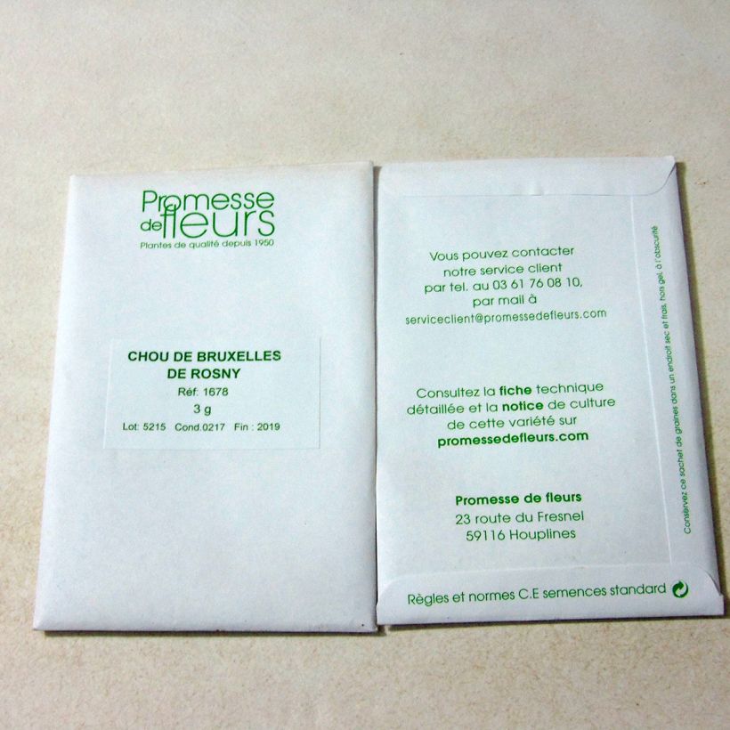 Example of Chou de Bruxelles de Rosny le sachet de +/- 750 graines environ (minimum 3g) as you get
