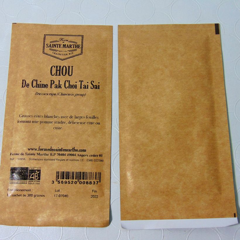 Example of Chou de Chine Pak Choi Tai Sai Bio - Ferme de Sainte Marthe le sachet de 300 graines environ as you get