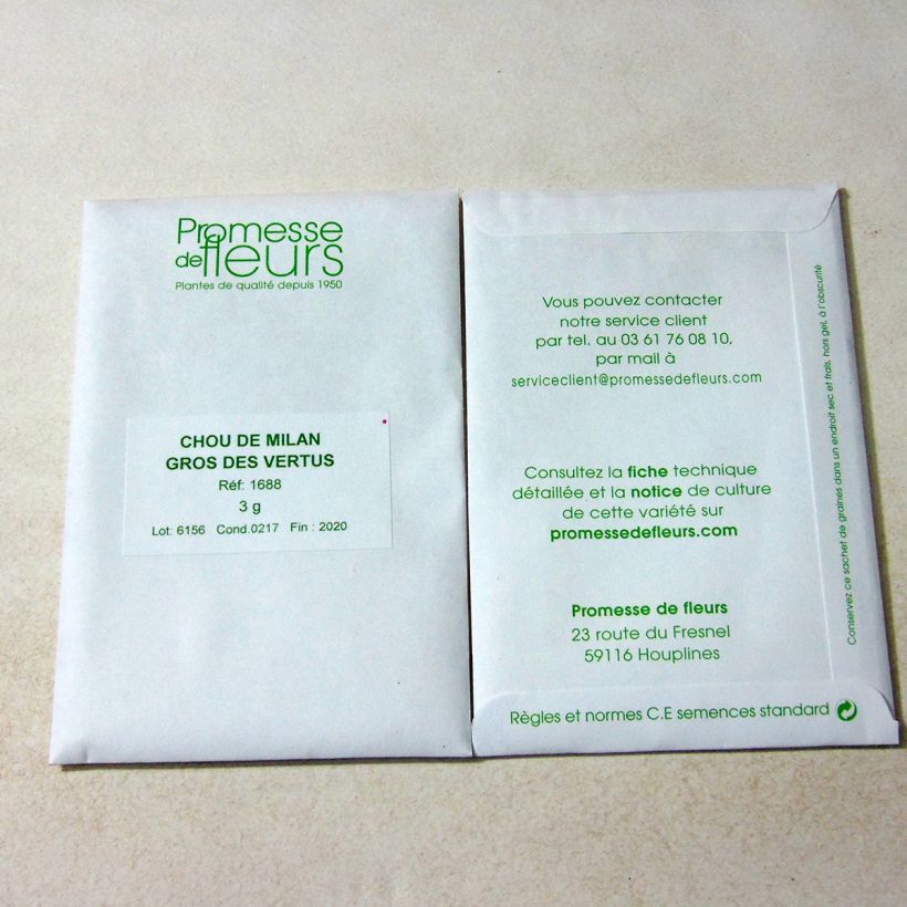 Example of Chou de Milan Gros des Vertus le sachet de 850 graines environ (minimum 3g) as you get