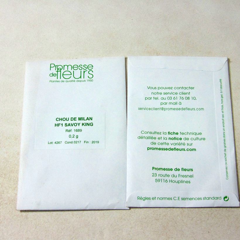 Exemple de spécimen de Chou de Milan Savoy King F1 - Roi des Milan le sachet de 800 graines environ (2g) tel que livré
