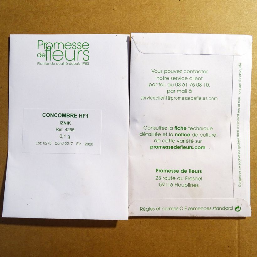 Exemple de spécimen de Concombre Iznik F1 - Concombre Snack le sachet de graines de minimum 0,1 grammes tel que livré