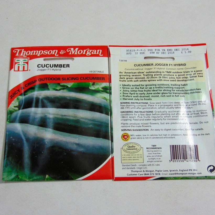 Exemple de spécimen de Concombre Jogger F1 - Cucumis sativus le sachet de 12 graines environ tel que livré
