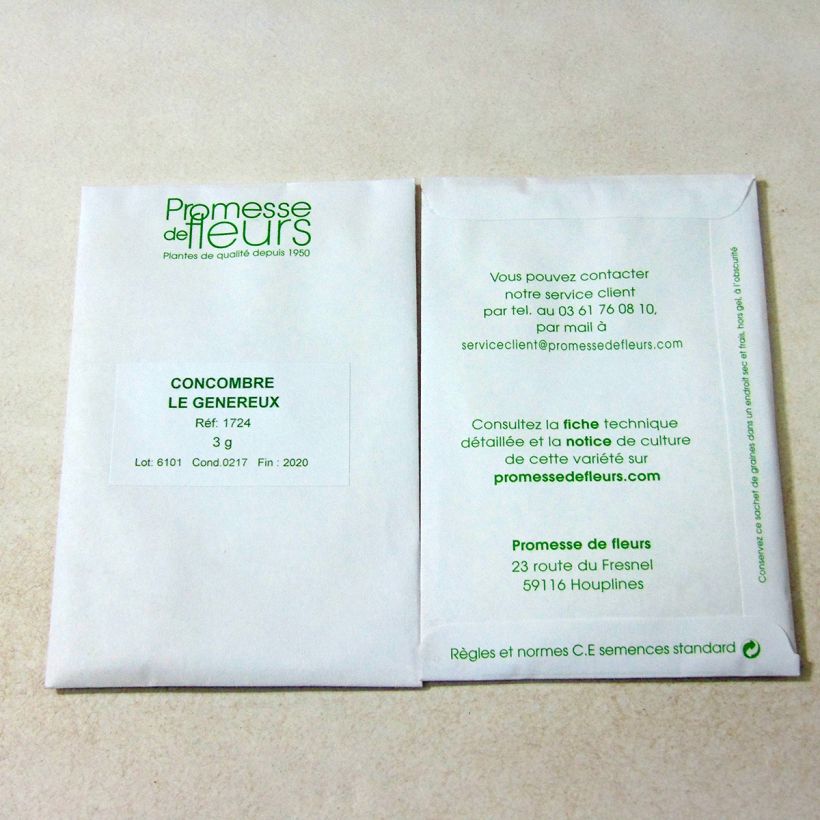 Example of Concombre Le Généreux le sachet de +/- 100 graines environ (minimum 3g) as you get