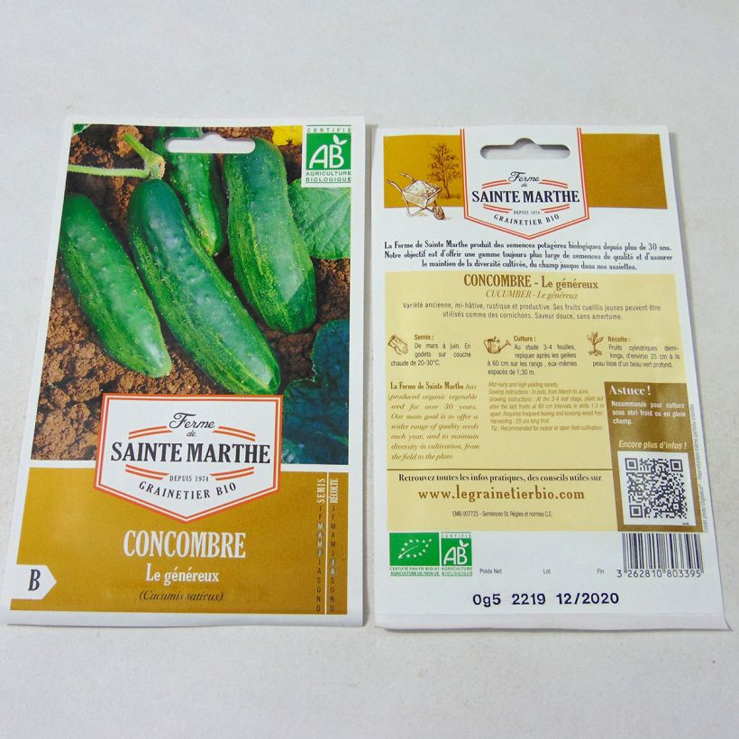 Example of Concombre Le Généreux Bio - Ferme de Sainte Marthe le sachet de 15 graines environ as you get