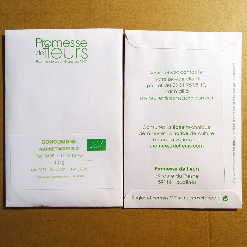 Example of Concombre Marketmore Bio le sachet de +/- 50 graines environ (minimum 1,5g) as you get