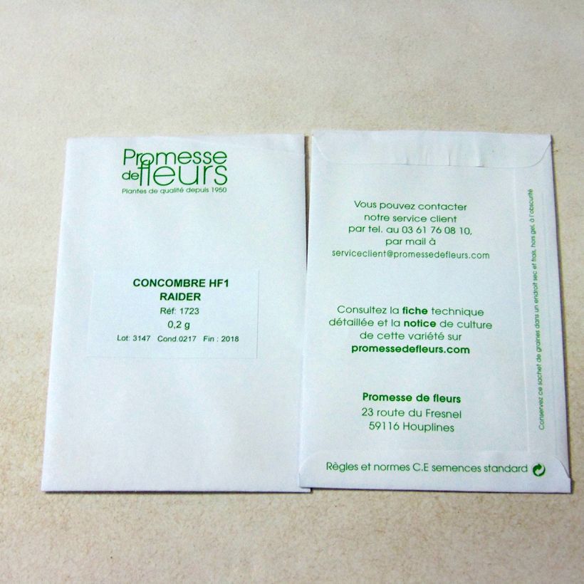 Example of Concombre Breso HF1 le sachet de +/- 6 ? 8 graines environ (minimum 0,2g) as you get