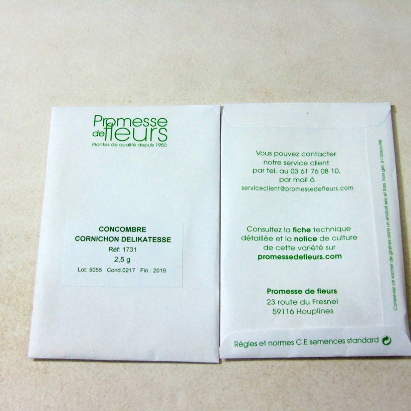 Example of Cornichon-concombre Delikatess le sachet de +/- 85 graines environ (minimum 2,5g) as you get