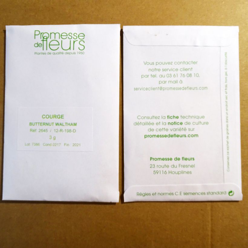 Example of Courge Butternut Waltham  le sachet de +/- 25 graines environ (minimum 3g) as you get
