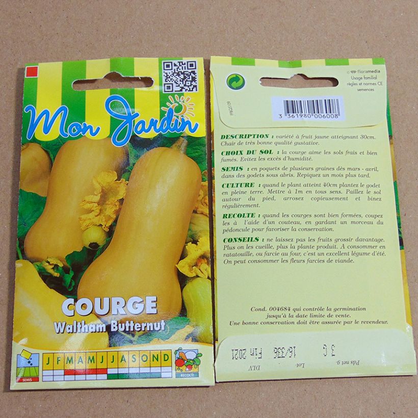Example of Courge Butternut Waltham  le sachet de 18 graines environ (3g) as you get