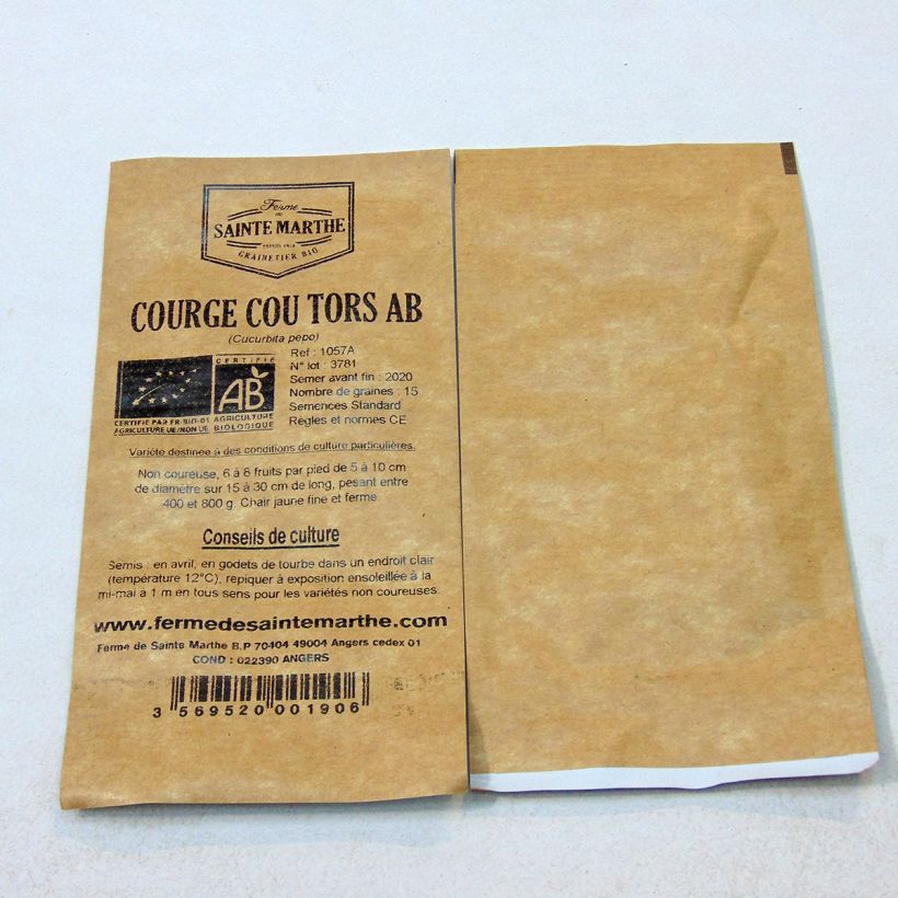 Example of Courge Cou Tors Bio - Ferme de Sainte Marthe le sachet de 15 graines environ (1g) as you get