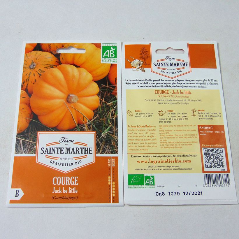 Example of Courge Jack Be Little Bio - Ferme de Sainte Marthe le sachet de 8 graines environ (0.6g) as you get