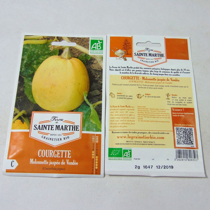 Example of Courge Melonnette Jaspée de Vendée Bio - Ferme de Sainte Marthe le sachet de 10 graines environ (2g) as you get