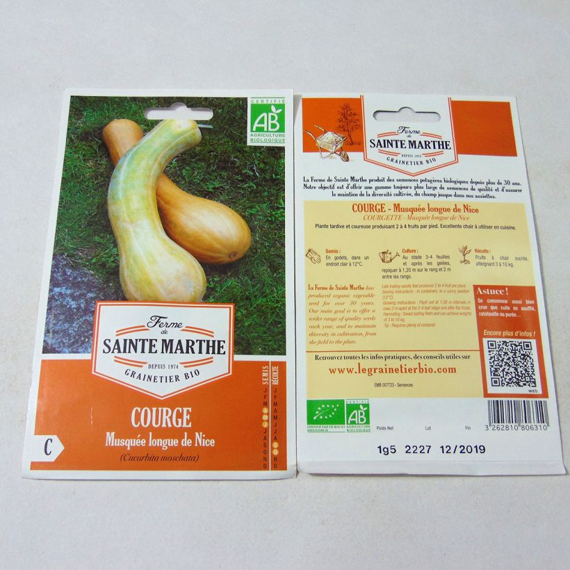 Example of Courge Musquée Longue de Nice Bio - Ferme de Sainte Marthe le sachet de 15 graines environ (minimum 1,5g) as you get