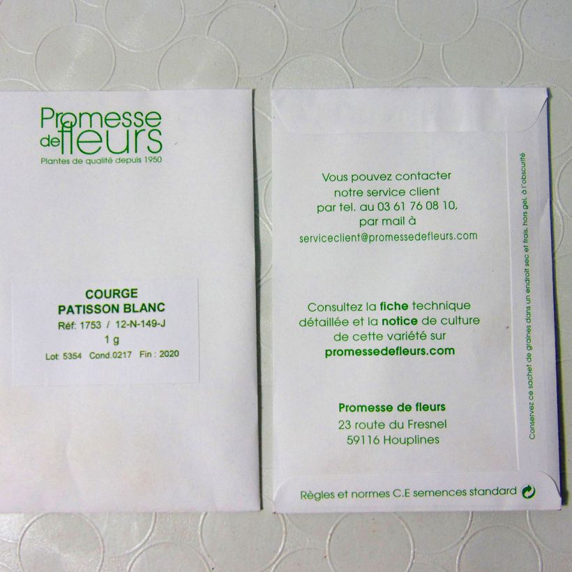Example of Courge Pâtisson blanc le sachet de +/- 8 ? 10 graines environ (minimum 1g) as you get