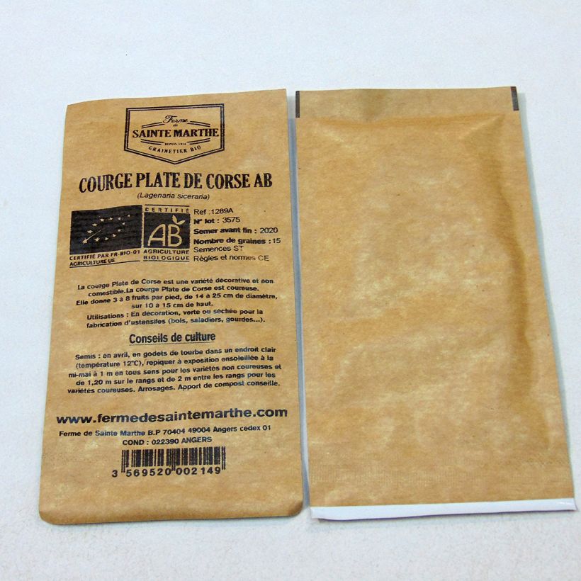 Example of Courge Plate de Corse Bio - Ferme de Sainte Marthe le sachet de 15 graines environ (2g) as you get
