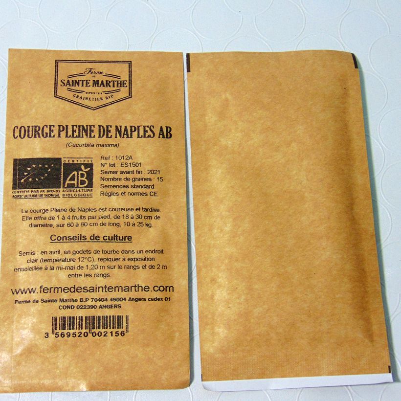 Example of Courge Pleine de Naples Bio - Ferme de Sainte Marthe  le sachet de 15 graines environ (2g) as you get