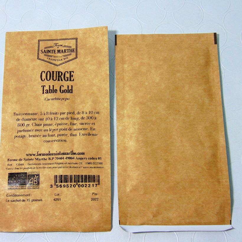 Example of Courge Table Gold Bio - Ferme de Sainte Marthe le sachet de 20 graines environ (1g) as you get
