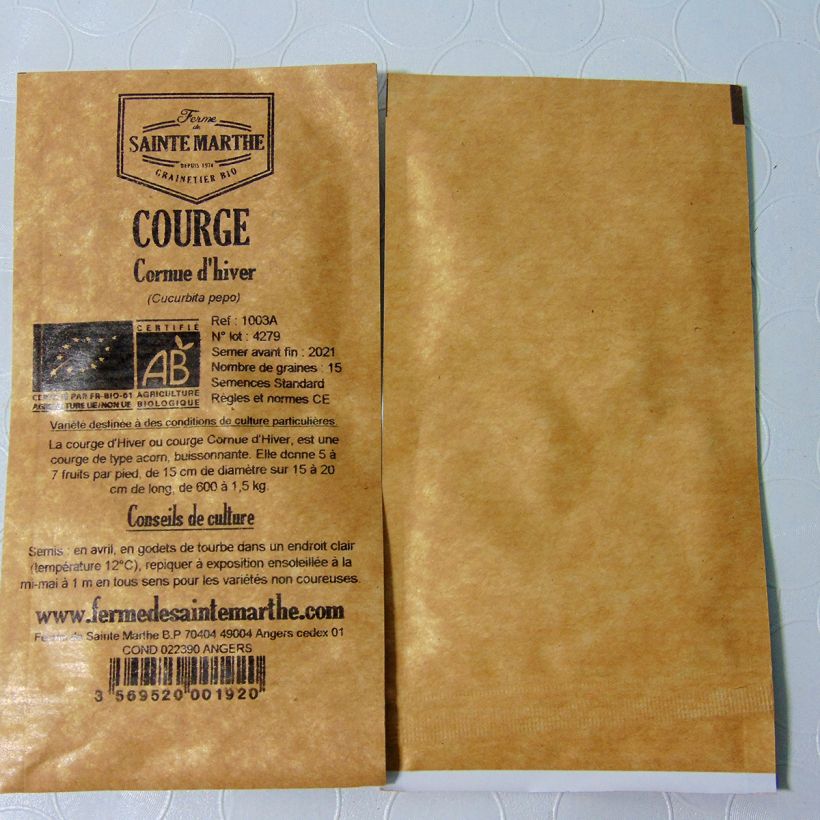 Example of Courge d'hiver ou Cornue d'hiver Bio - Ferme de Sainte Marthe le sachet de 20 graines environ (1g) as you get