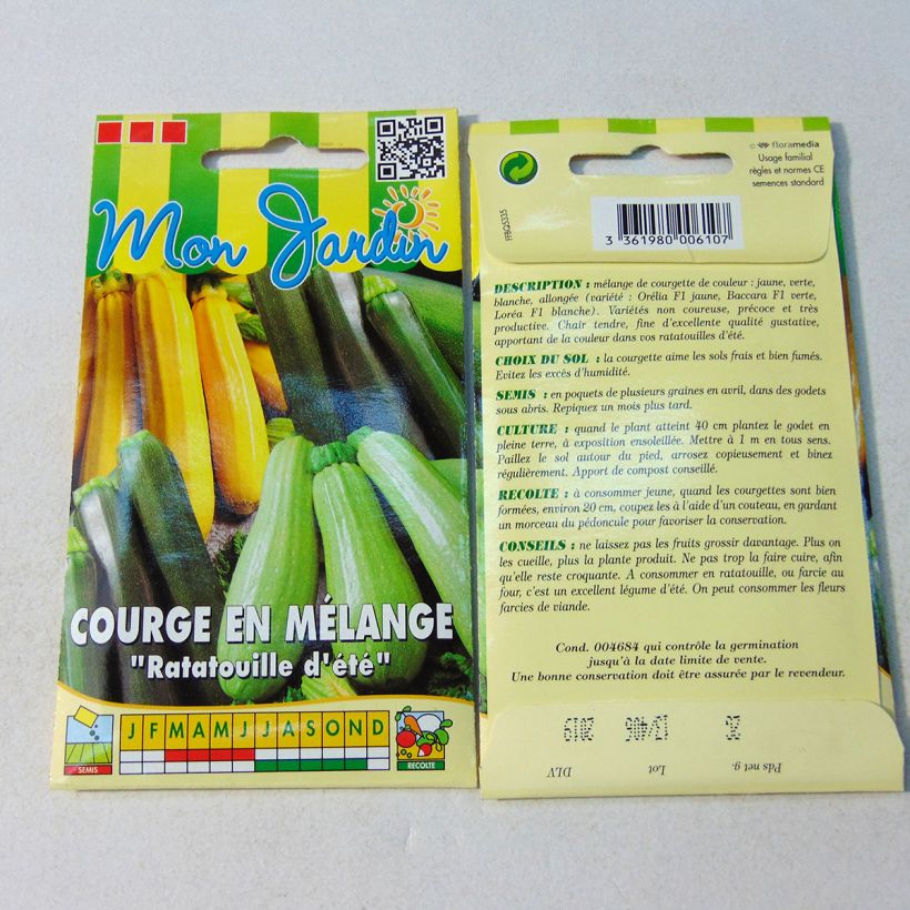 Exemple de spécimen de Courge en mélange Ratatouille d'été le sachet de 12 graines environ (2g) tel que livré