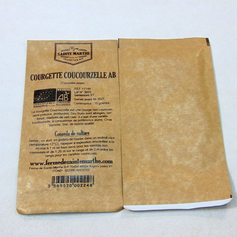 Example of Courgette Coucourzelle Bio - Ferme de Sainte Marthe le sachet de 15 graines environ (1g) as you get
