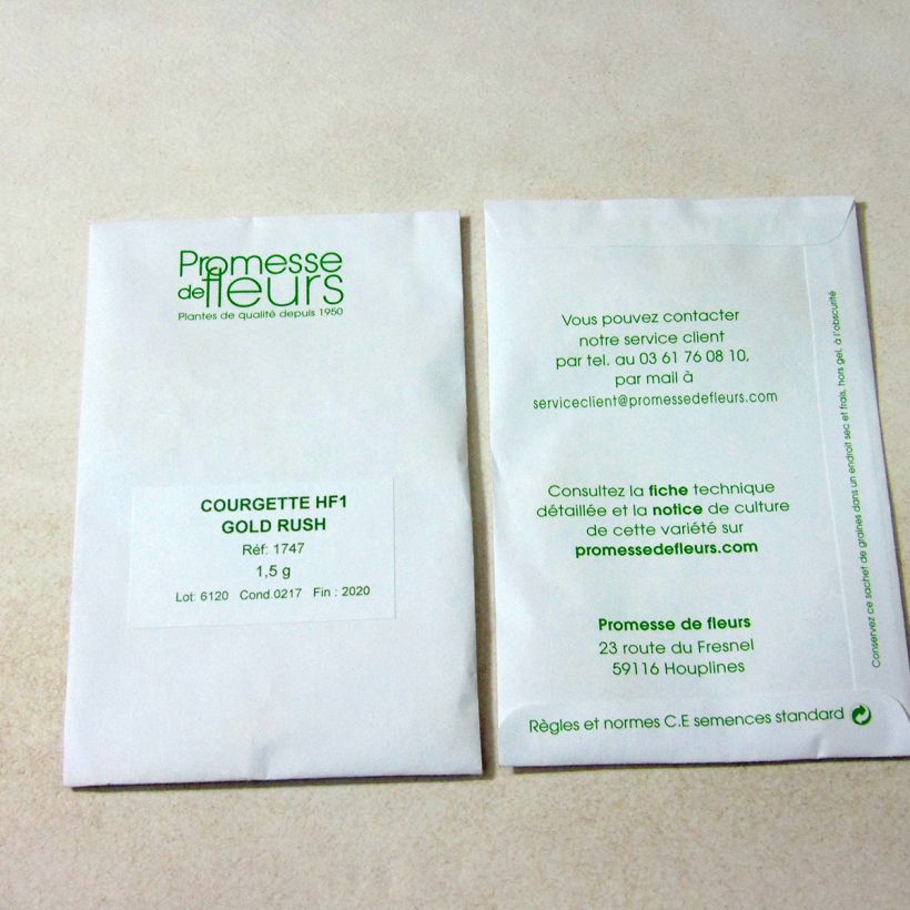 Example of Courgette Gold Rush F1 le sachet de +/- 10 graines environ (minimum 1,5g) as you get