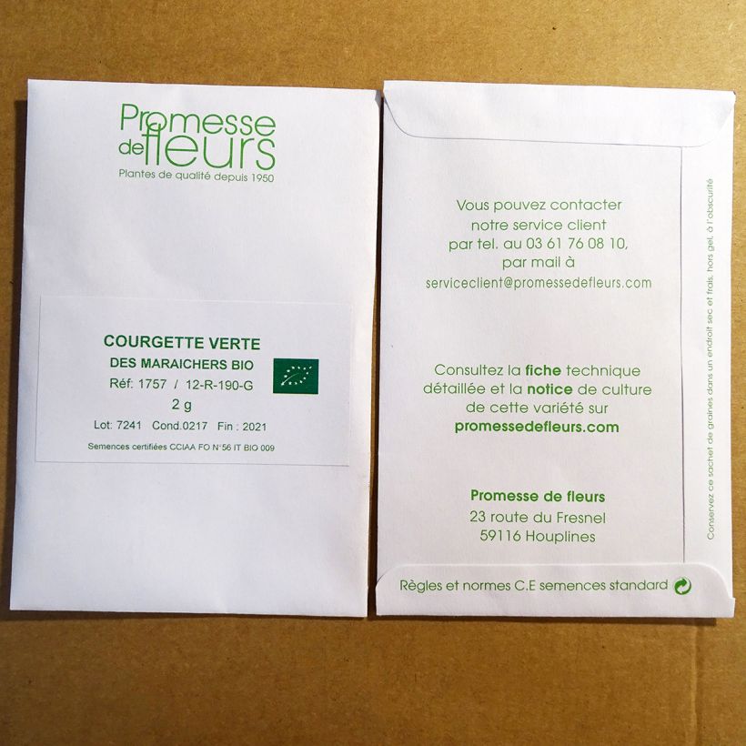 Example of Courgette Verte non coureuse des maraîchers Bio le sachet de 15 graines environ (minimum 2g) as you get