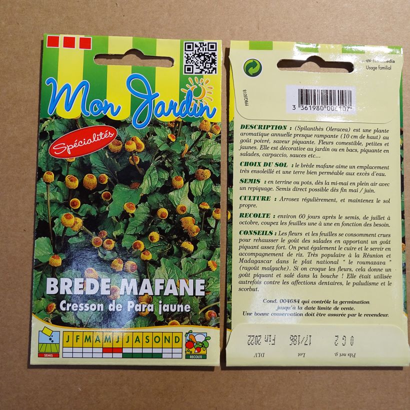 Exemple de spécimen de Cresson de Para jaune - Bredy Mafana - Spilanthes oleracea le sachet de 600 graines environ (0,2g) tel que livré