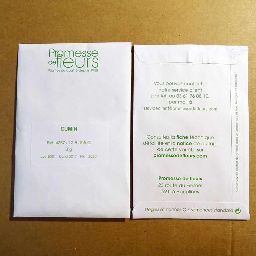 Example of Cumin - Cuminum Cyminum le sachet de +/- 750 graines environ (minimum 3g) as you get