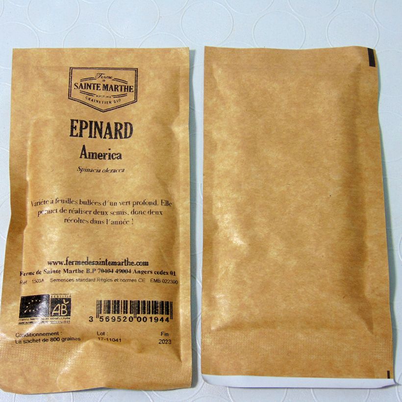 Example of Epinard América Bio - Ferme de Sainte Marthe le sachet de 500 graines environ (9g) as you get