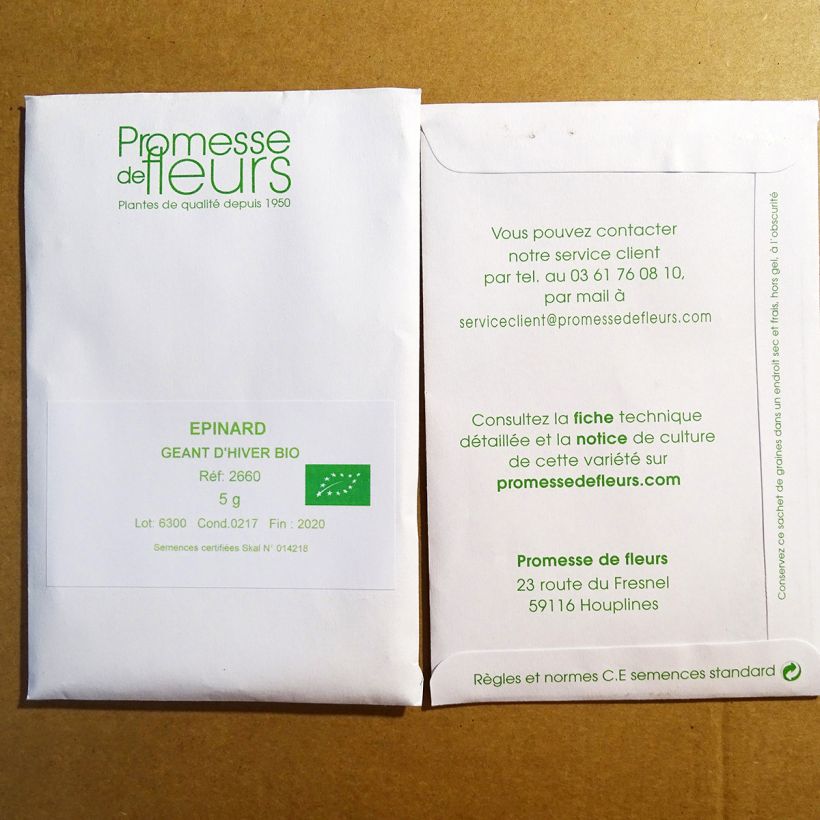 Example of Epinard Géant d'Hiver Bio le sachet de +/- 500 graines environ (minimum 8g) as you get