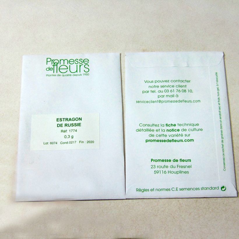 Example of Estragon de Russie le sachet de 1250 graines environ (minimum 0,3g) as you get