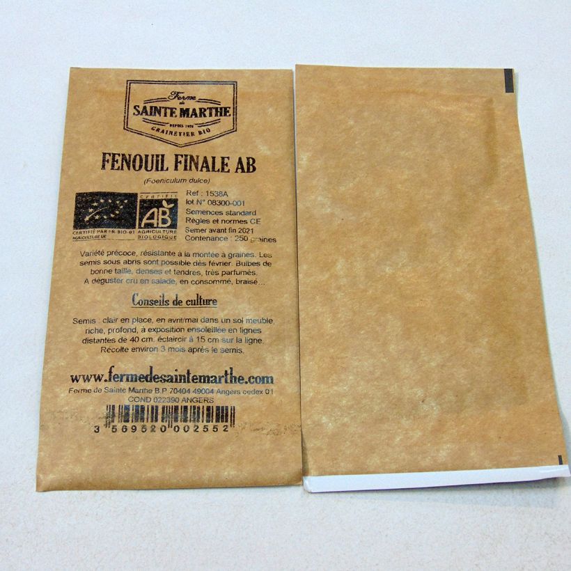 Example of Fenouil doux Finale Bio - Ferme de Sainte Marthe le sachet de 250 graines environ (1g) as you get