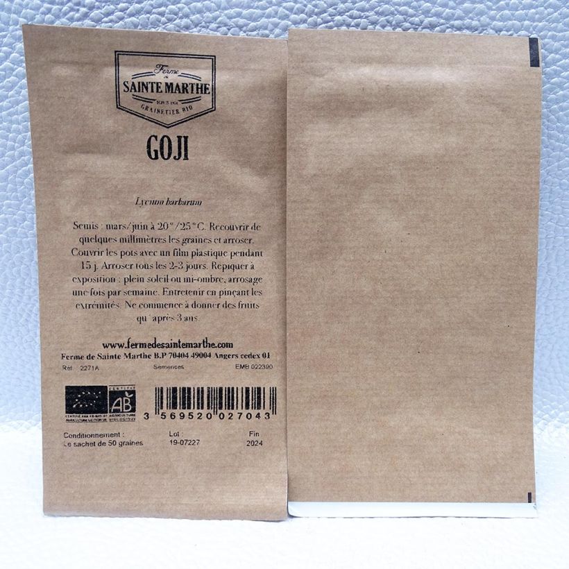 Exemple de spécimen de Goji Bio - Ferme de Sainte Marthe le sachet de 50 graines environ tel que livré