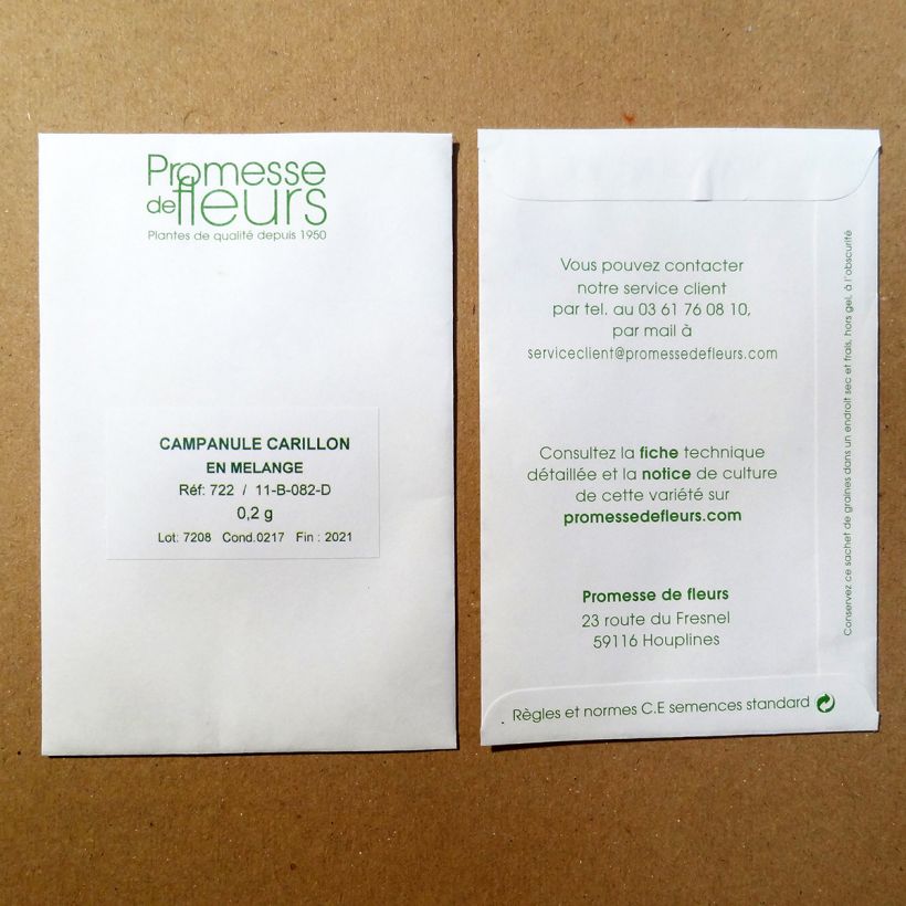 Exemple de spécimen de Graines de Campanule carillon en mélange - Campanula medium le sachet de +/- 2850 graines environ (minimum 0,8g) tel que livré