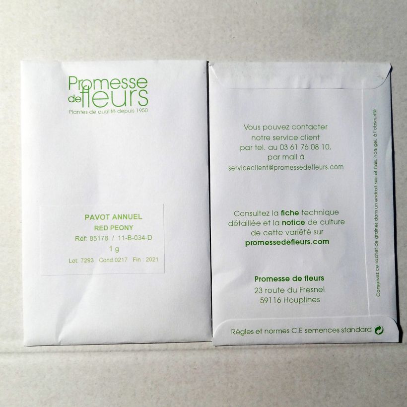 Example of Graines de Pavot annuel Red Peony - Papaver somniferum le sachet de +/- 1850 graines environ (minimum 1g) as you get