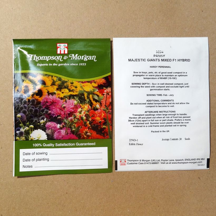 Example of Graines de Pensée Majestic Giants Mixed F1 - Viola x wittrockiana le sachet de 30 graines environ as you get