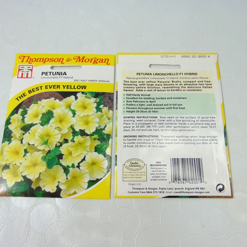 Exemple de spécimen de Graines de Pétunia Limoncello F1 le sachet de 40 graines environ tel que livré