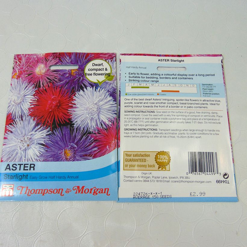 Exemple de spécimen de Graines de Reine-marguerite Starlight Mixed le sachet de +/- 250 graines environ (minimum 0,5g) tel que livré