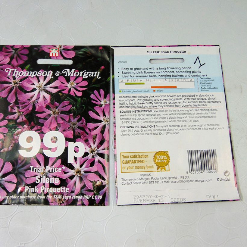 Exemple de spécimen de Graines de Silene Pink Pirouette le sachet de 15 graines environ tel que livré