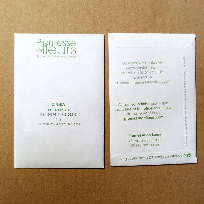 Example of Graines de Zinnia elegans Polar Bear le sachet de +/- 100 graines environ (minimum 1g) as you get
