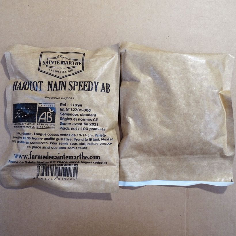 Example of Haricot Speedy nain mangetout Bio - La Ferme de Sainte Marthe le sachet de 120 graines environ (60g) as you get