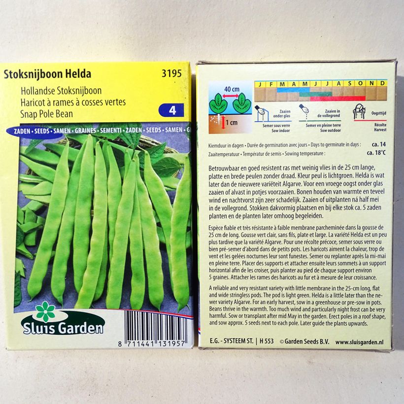 Example of Haricot à rames mangetout Helda (gousses plates) le sachet de 150 graines environ (85g) as you get
