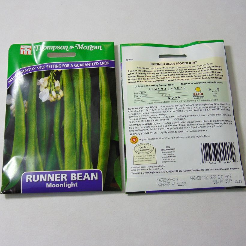 Exemple de spécimen de Haricot d'Espagne Moonlight - Haricot-fleur le sachet de 45 graines environ tel que livré