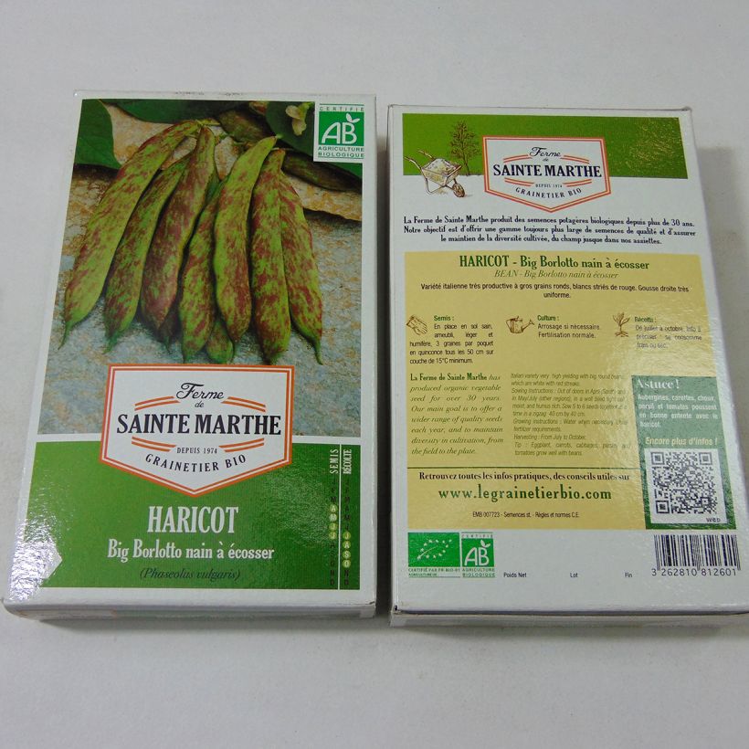 Example of Haricot nain à écosser Big Borlotto Bio - Ferme de Sainte Marthe  le sachet de graines de 80 grammes as you get