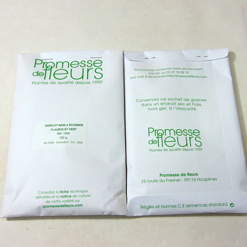 Exemple de spécimen de Haricot nain à écosser Flageolet vert Graines tel que livré