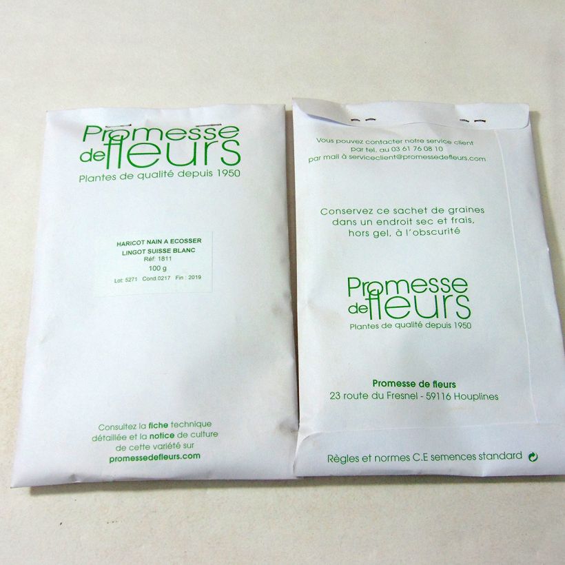 Example of Haricot nain à écosser Lingot suisse blanc le sachet de +/- 100 graines environ (minimum 100g) as you get