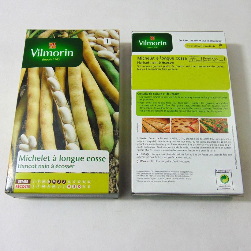 Exemple de spécimen de Haricot nain à écosser Michelet à longue cosse - Vilmorin le sachet de 400 graines environ (200g) tel que livré